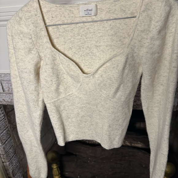 Wilfred Sweaters - Wilfred Aritzia Off-White Knit Top bustier detail viscose cashmere blend